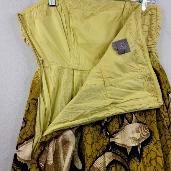 Anthropologie Vanessa Virginia Yellow Strapless Dress Fish Size 8 Lined *callout - Picture 3 of 11